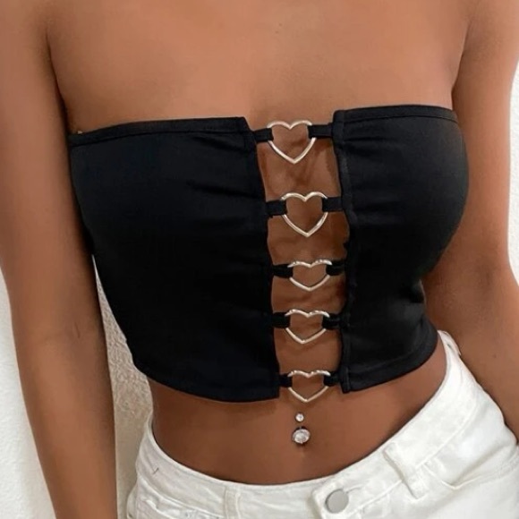 Tops - Heart Detail Tube Top